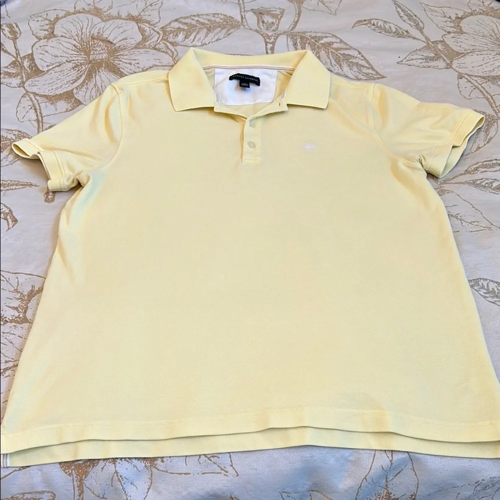Banana Republic Men's Pique Polo Shirt Size L Yellow Elephant Logo